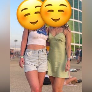 Aritzia Sunday best mini light green slip dress size medium